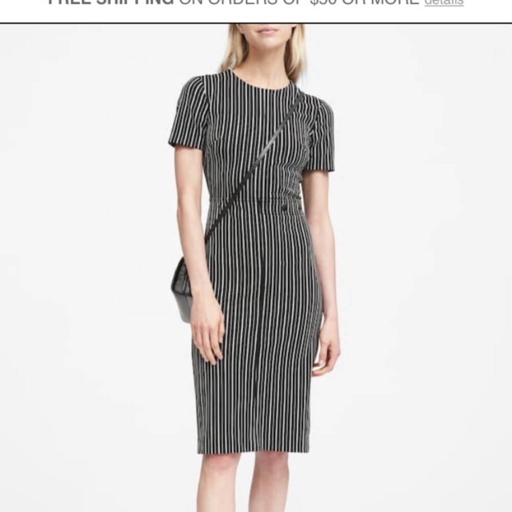 Banana Republic Black and White Striped Dress NWOT